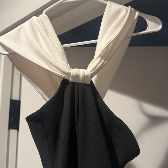 Eva Bardot Bow Club L London Strapless Black and White Dress - Picture 6 of 8